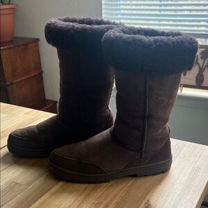 UGG Dark Brown Suede Shearling Winter Boots